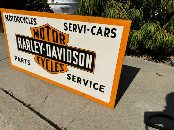 1940’s NOS Harley Davidson Dual Side Dealer sign with original Bracket