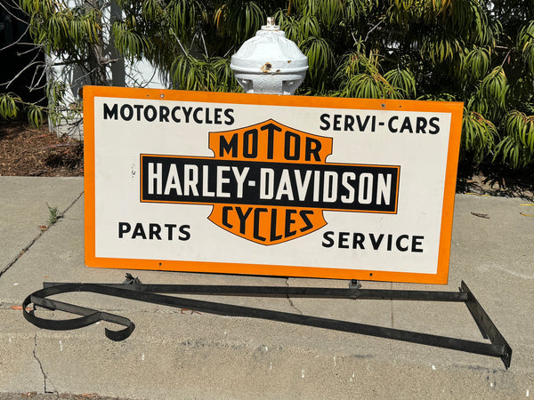 1940’s NOS Harley Davidson Dual Side Dealer sign with original Bracket