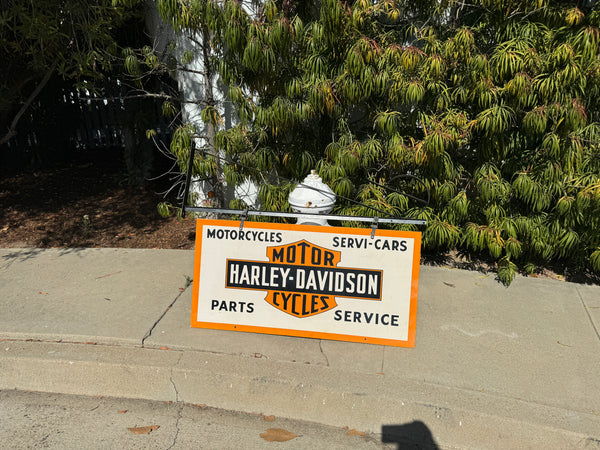 1940’s NOS Harley Davidson Dual Side Dealer sign with original Bracket