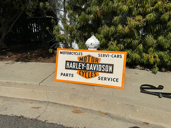 1940’s NOS Harley Davidson Dual Side Dealer sign with original Bracket