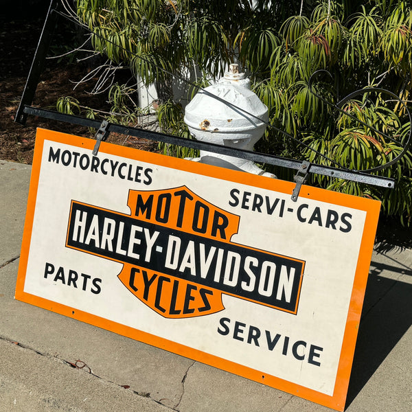 1940’s NOS Harley Davidson Dual Side Dealer sign with original Bracket