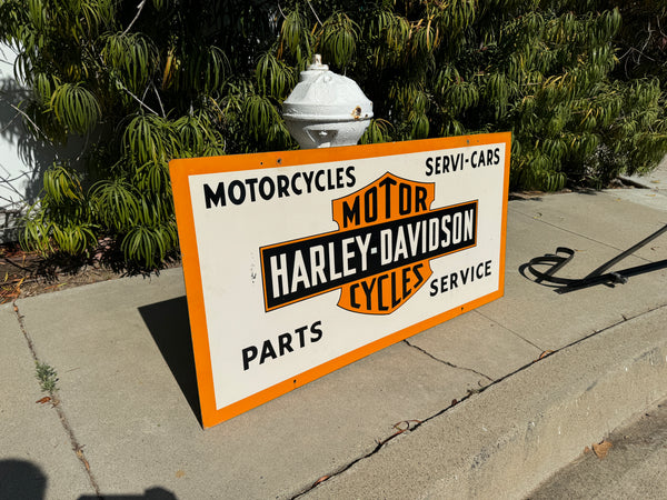 1940’s NOS Harley Davidson Dual Side Dealer sign with original Bracket