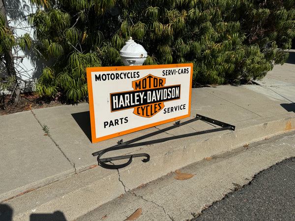 1940’s NOS Harley Davidson Dual Side Dealer sign with original Bracket