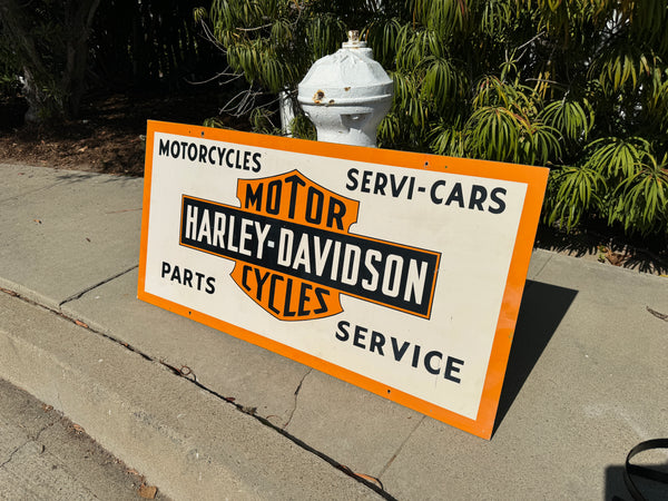 1940’s NOS Harley Davidson Dual Side Dealer sign with original Bracket